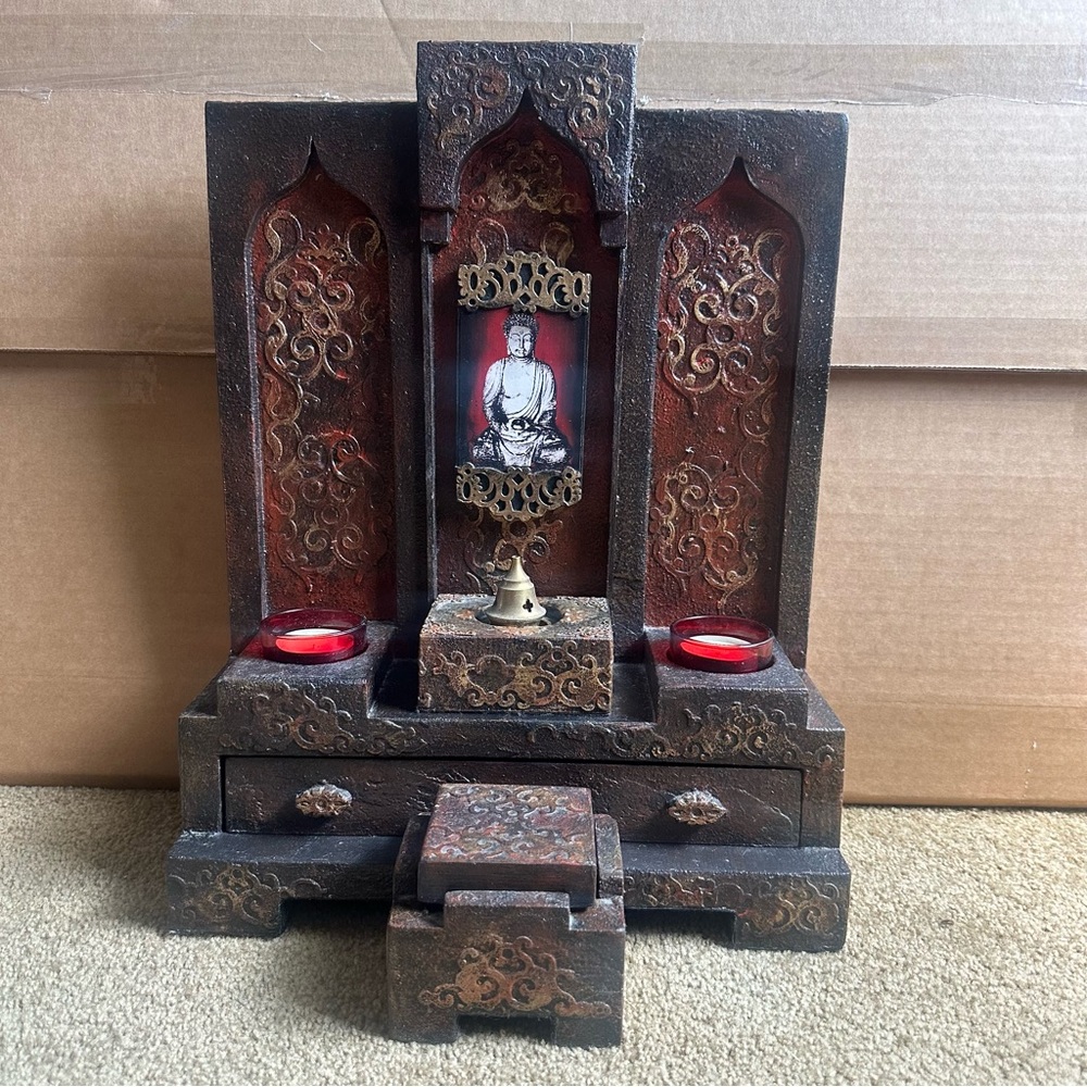 Handmade Buddha Incense Candle Holder Burner Buddhist 12x15x5 Wall Hang Display